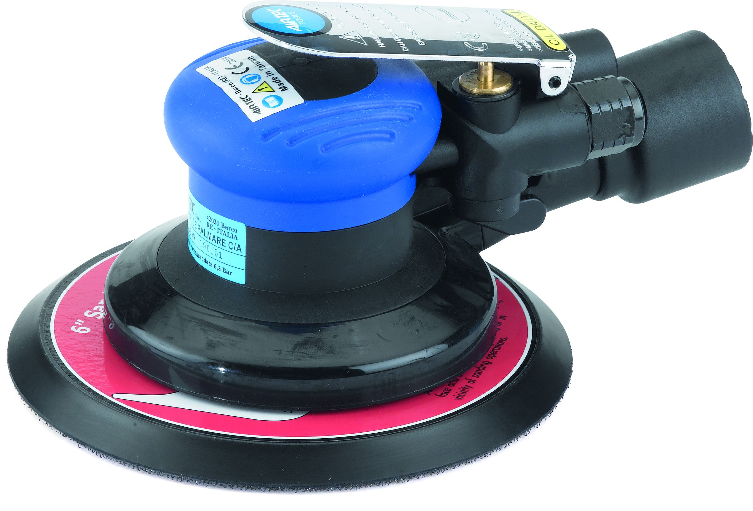 533 - Dust free random orbital palm sander with suction system, ø 150 mm velcro pad with 6 holes