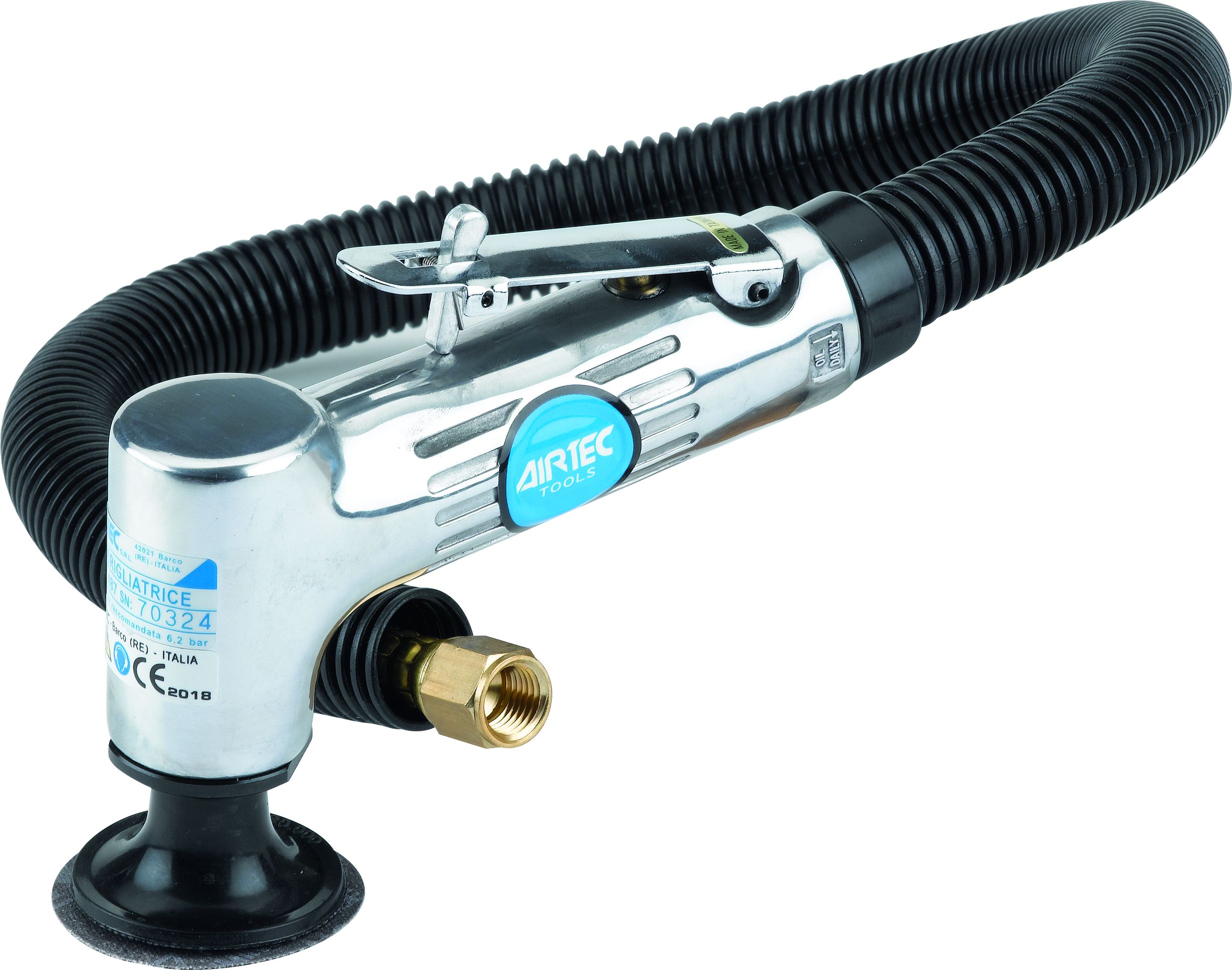 487 - Silenced mini angle grinder, equipped with ø 50 mm pad and one 80 grit grinding wheel