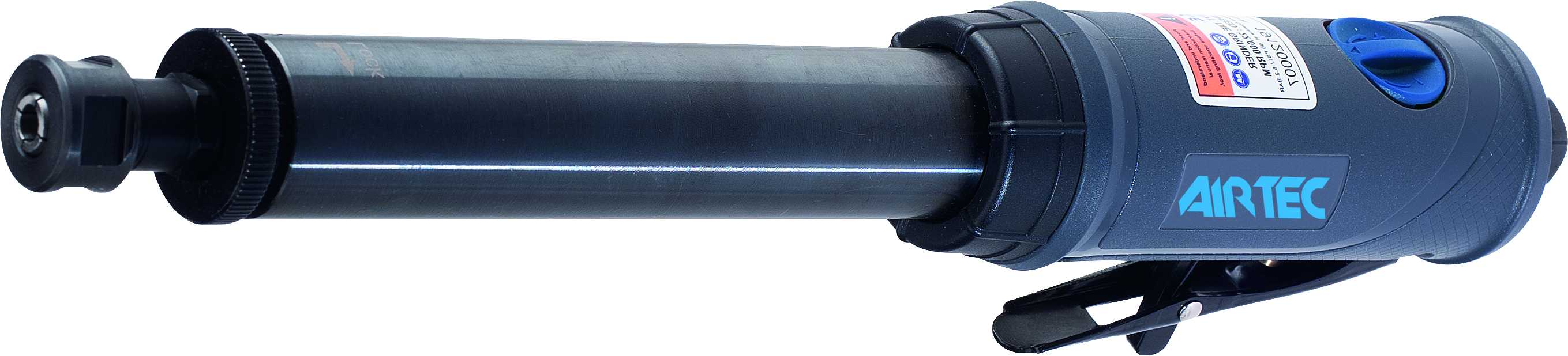 275 - Ø 6 mm collet extended die grinder of good power (0,55 HP), designed with an easily spindle lock to change the accessories: just pushing and rotating the front cap to lock