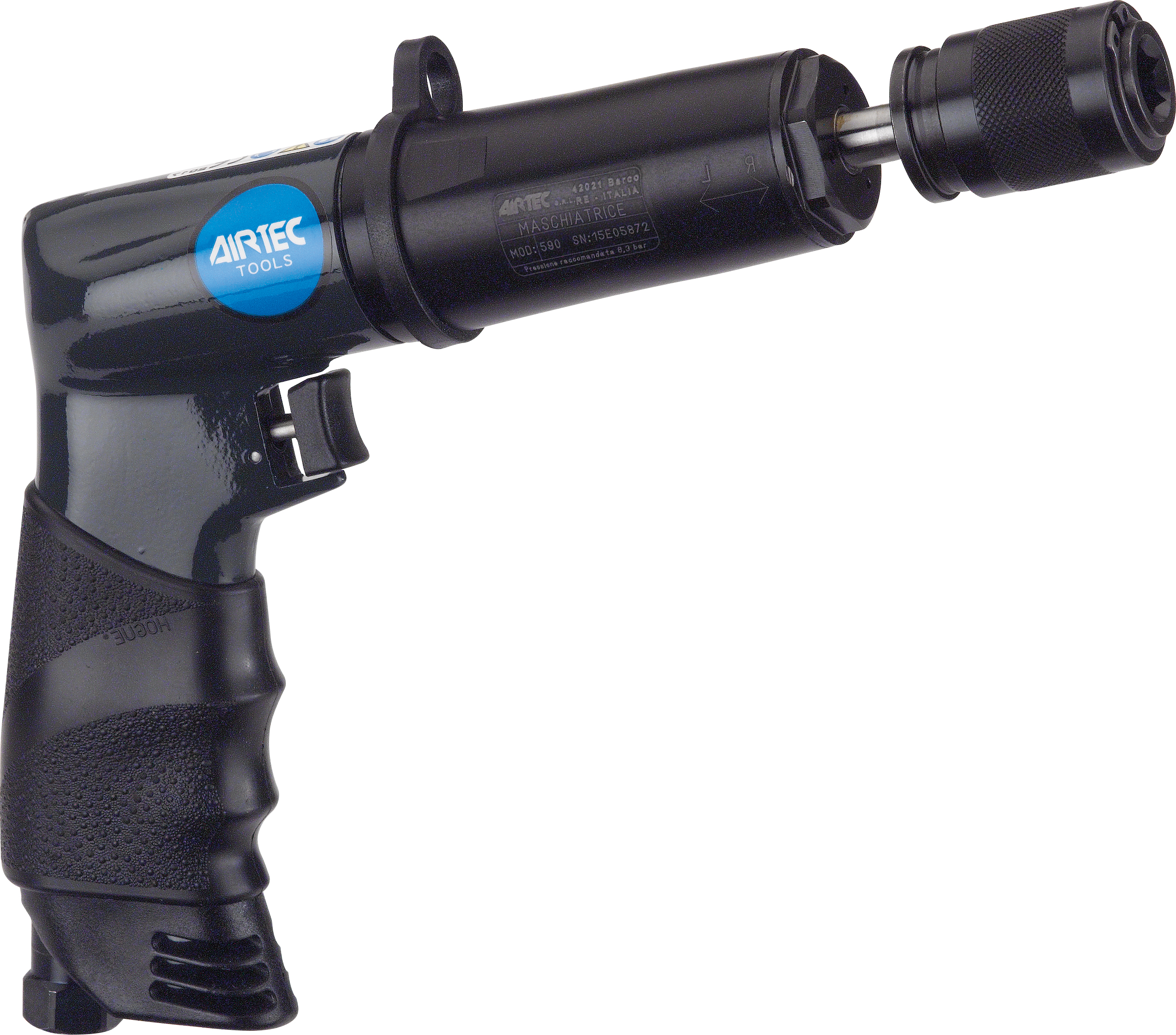 590 - Pistol type air tapper for diameters up to 8 mm, with quick-change chuck and mechanical automatic rotating inversion device